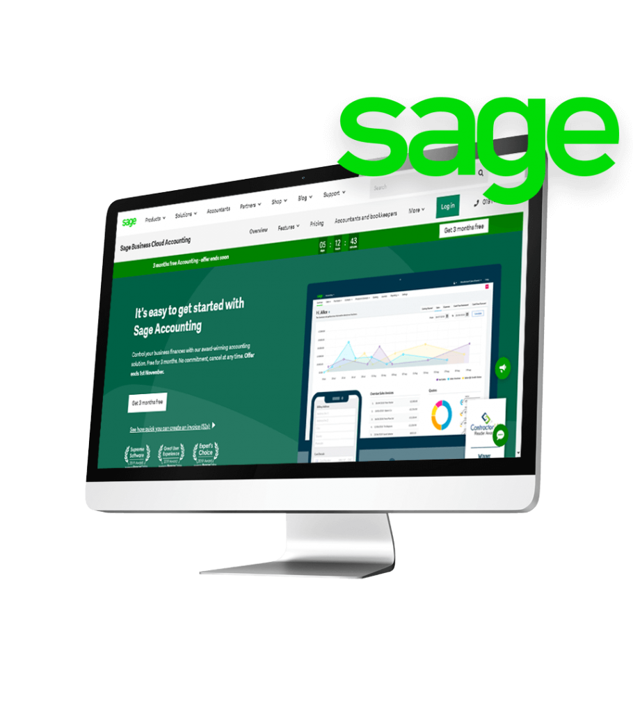 Sage Accounting website on desktop screen